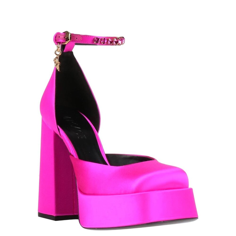 NEW Versace Medusa Aevitas pink satin platform pumps sz 7 $1,175 - Picture 9 of 16
